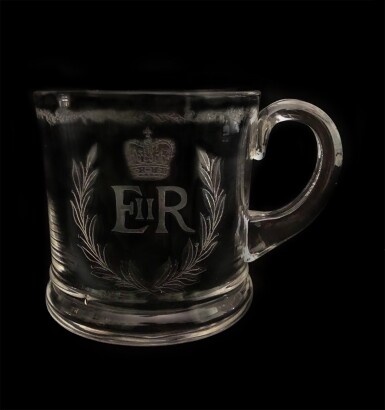 View full screen - View 1 of Lot 26. An engraved glass celebrating the Coronation of Queen Elizabeth II, 1953.