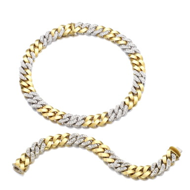 View full screen - View 1 of Lot 85. GOLD AND DIAMOND DEMI-PARURE.