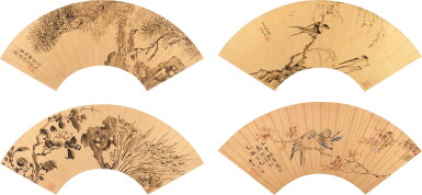 View full screen - View 1 of Lot 5021. 朱統𨫛、唐日昌、梁孟昭、程勝 花鳥草木四幀｜Various Artists, Pines; Flowers and Birds.