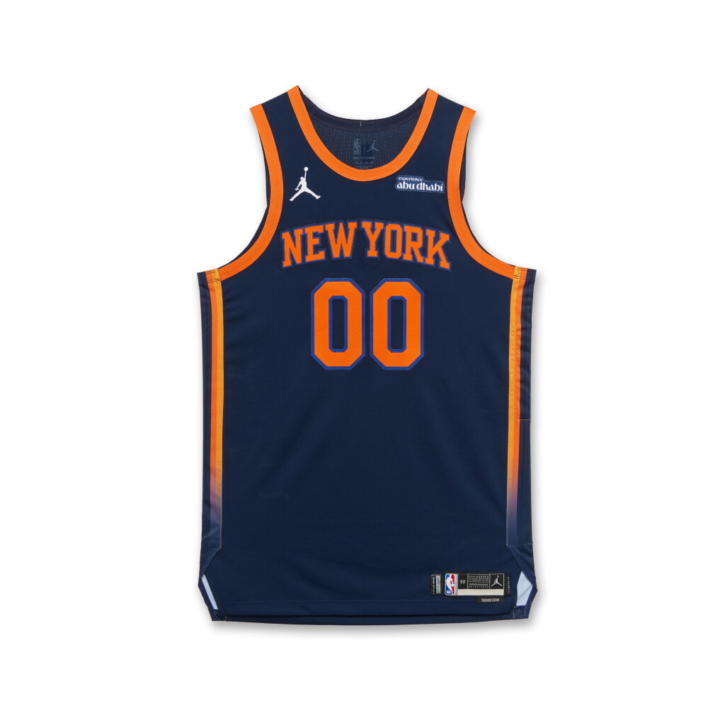 View full screen - View 1 of Lot 56. Jacob Toppin New York Knicks 2024-2025 Emirates NBA Cup Quarterfinals Game Issued Statement Edition Jersey .