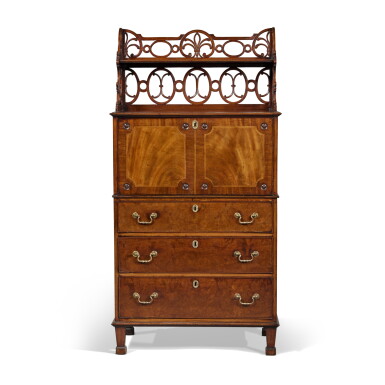View full screen - View 1 of Lot 117. A George III Inlaid Mahogany Secretaire on Chest, Circa 1775.