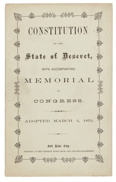 View full screen - View 1 of Lot 236. Utah | The final proposed constitution for the State of Deseret.