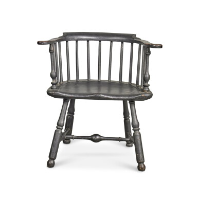 View full screen - View 1 of Lot 314. Fine and Rare Back-Painted Low-Back Windsor Armchair, Philadelphia, Pennsylvania, Circa 1780.