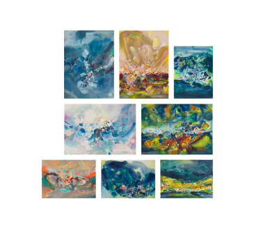 View full screen - View 1 of Lot 6177. Chu Teh-Chun 朱德群 | Composition (8 works) 構成(八件).