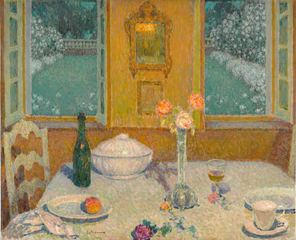 View full screen - View 1 of Lot 823. La Table sur le jardin fleuri au crépuscule.