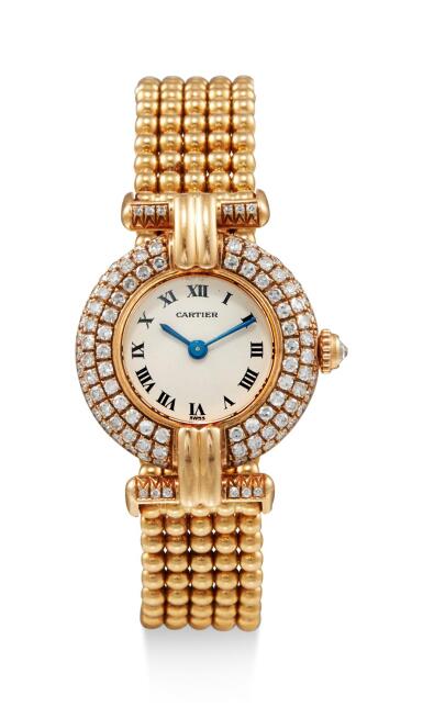 View full screen - View 1 of Lot 8006. CARTIER | VENDÔME, REFERENCE 2490, A YELLOW GOLD AND DIAMOND-SET WRISTWATCH WITH BRACELET, CIRCA 2000.