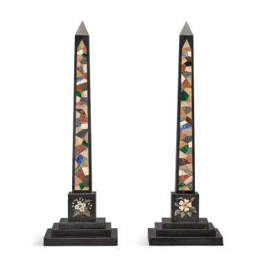 View full screen - View 1 of Lot 46. A pair of Victorian Ashford marble obelisks, 19th century.
