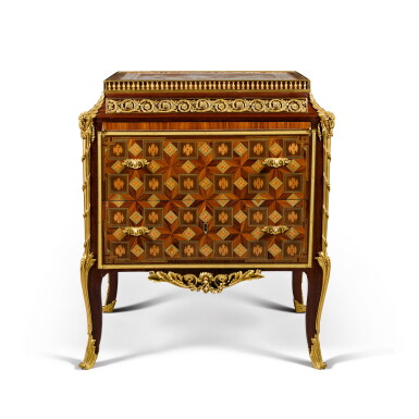 View full screen - View 1 of Lot 15. A late Louis XV gilt-bronze mounted rosewood, amaranth, bois satiné meuble à hauteur d'appui, 18th century and later.
