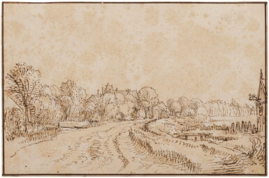 View full screen - View 1 of Lot 73. View near Amsterdam: on the Sloterweg, by the Red Lion tavern.
