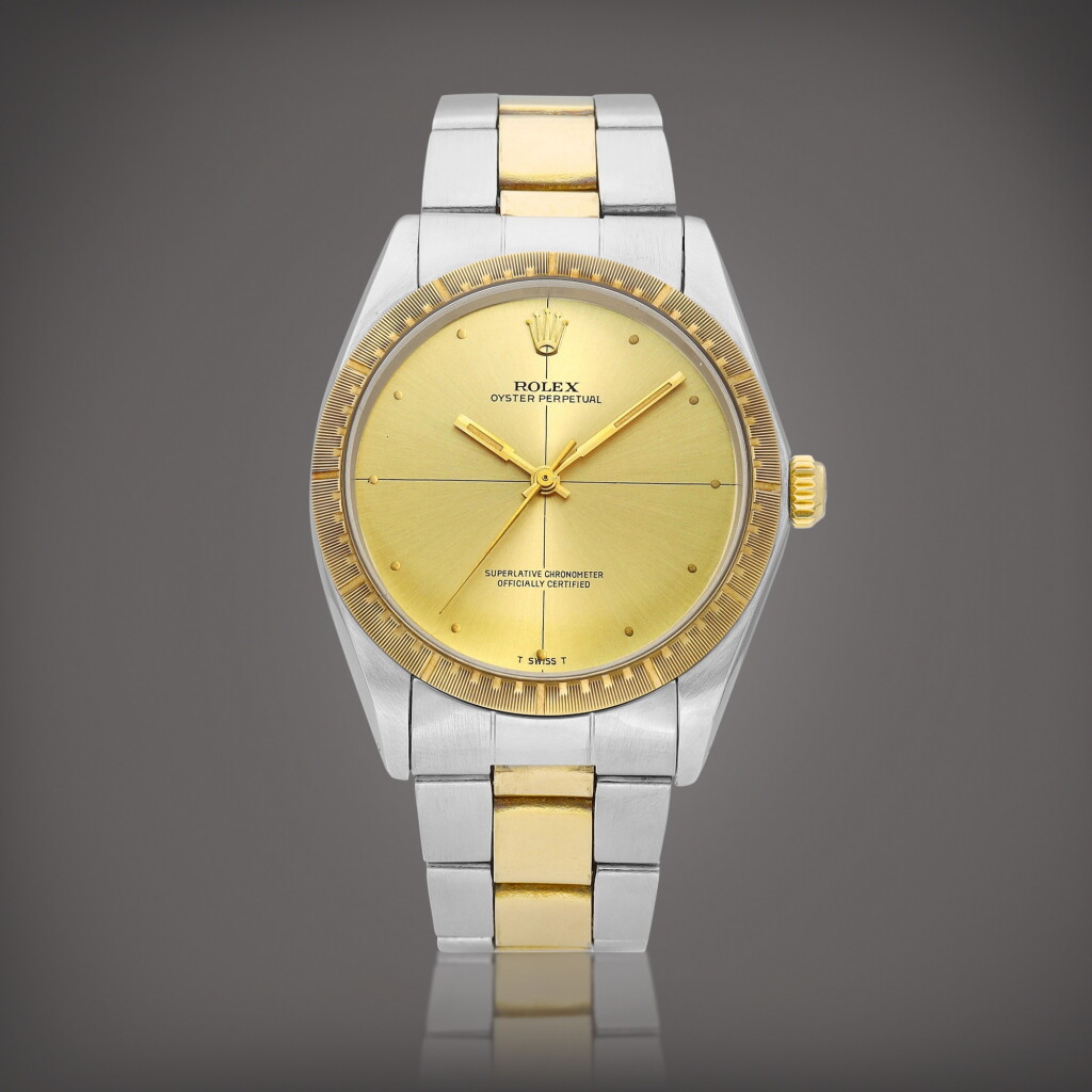 View full screen - View 1 of Lot 8862. Oyster Perpetual Zephyr, Reference 1038 | A yellow gold and stainless steel wristwatch with date and bracelet, Circa 1970 | 勞力士 | Oyster Perpetual Zephyr 型號1038 | 黃金及精鋼鏈帶腕錶,備日期顯示,約1970年製.