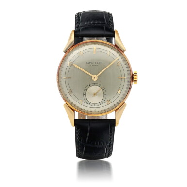 View full screen - View 1 of Lot 411. REF 1582 YELLOW GOLD WRISTWATCH WITH FANCY LUGS MADE IN 1946.