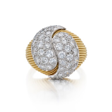 View full screen - View 1 of Lot 399. Gold and Diamond Ring.