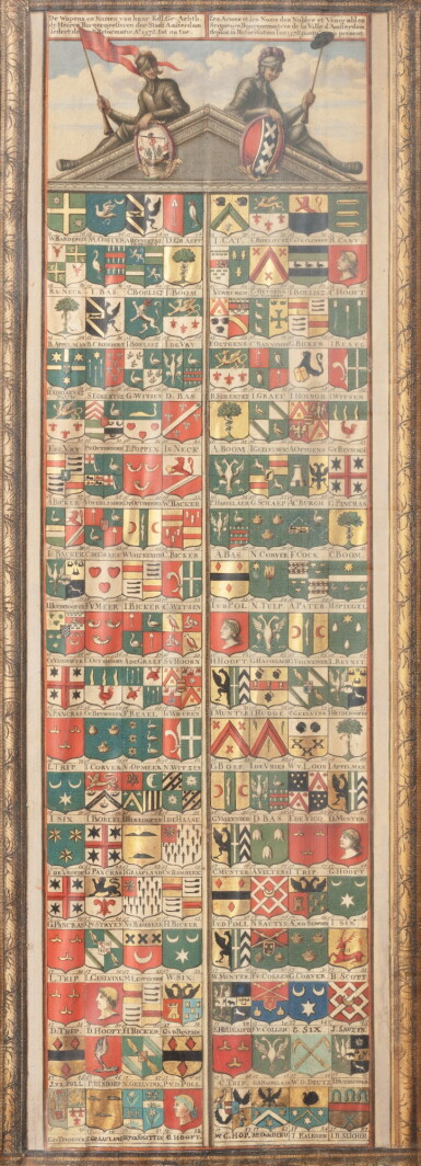View full screen - View 1 of Lot 34. The arms and names of the noble and venerable Burgomasters of the city of Amsterdam, circa 1758.