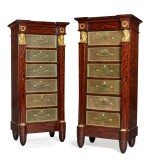 A PAIR OF EMPIRE STYLE GILT-BRONZE MOUNTED MAHOGANY CARTONNIERS, MAISON MOTTHEAU ET FILS, EARLY 20TH CENTURY