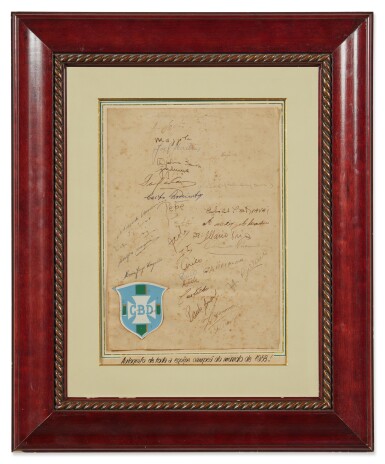 View full screen - View 1 of Lot 38. 1958 Brazil National Team Signed Document | 1958 World Cup Champions.