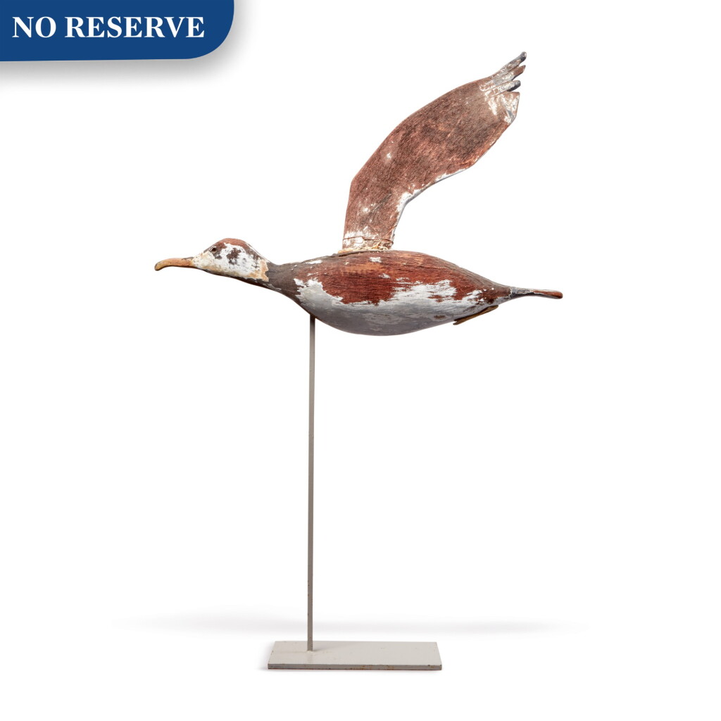 View full screen - View 1 of Lot 320. American Carved and Paint-Decorated Wooden Seagull Weathervane, circa 1910-1920.
