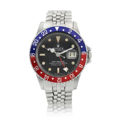 View full screen - View 1 of Lot 184. Reference 1675 GMT-Master 'Pepsi' A stainless steel automatic dual time wristwatch with date and bracelet, Circa 1968.