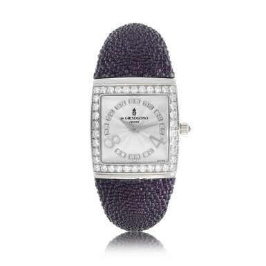 View full screen - View 1 of Lot 8156. Piccolina | A white gold and diamond-set bangle watch, Circa 2019 | Piccolina | 白金鑲鑽石手鐲腕錶,約2019年製.