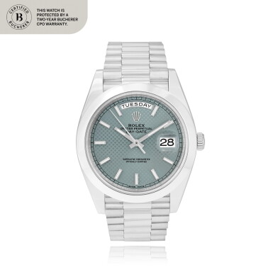 View full screen - View 1 of Lot 101. Day-Date, Ref. 228206 Montre bracelet en platine avec jour et date | Platinum wristwatch with day, date and bracelet Vers 2017 | Circa 2017.