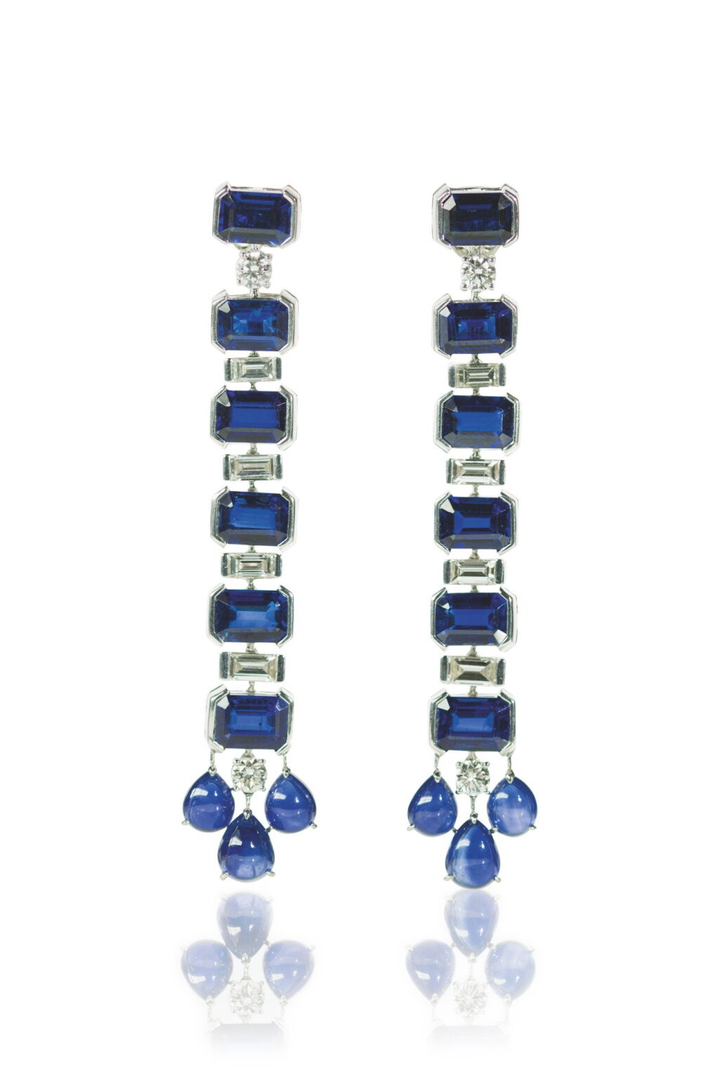 View full screen - View 1 of Lot 35. PAIR OF KYANITE, SAPPHIRE AND DIAMOND EARRINGS, MICHELE DELLA VALLE .