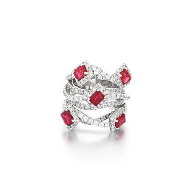 View full screen - View 1 of Lot 233. Ruby and diamond 'Miracle' ring.