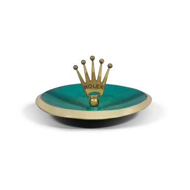 View full screen - View 1 of Lot 719. A GILT BRASS AND GREEN ENAMEL CANDY DISH, NUMBER 295 CIRCA 1960.