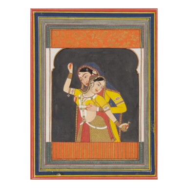 View full screen - View 1 of Lot 905. AN AMOROUS COUPLE, INDIA, JAIPUR, LATE 19TH CENTURY.