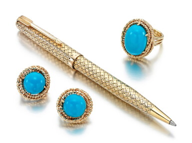 View full screen - View 1 of Lot 33. BALL POINT PEN, VAN CLEEF & ARPELS, AND A TURQUOISE DEMI-PAURE.