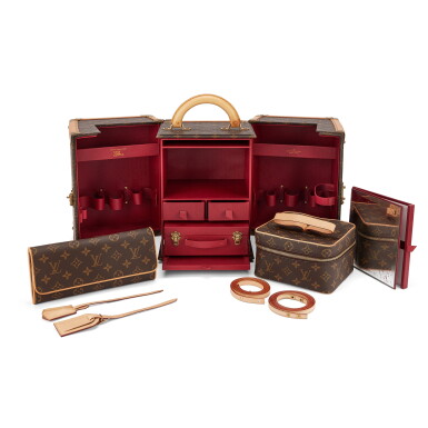View full screen - View 1 of Lot 673. Brown Monogram Coated Canvas and Calf Leather Sharon Stone For Amfar Vanity Case, Circa 2000.