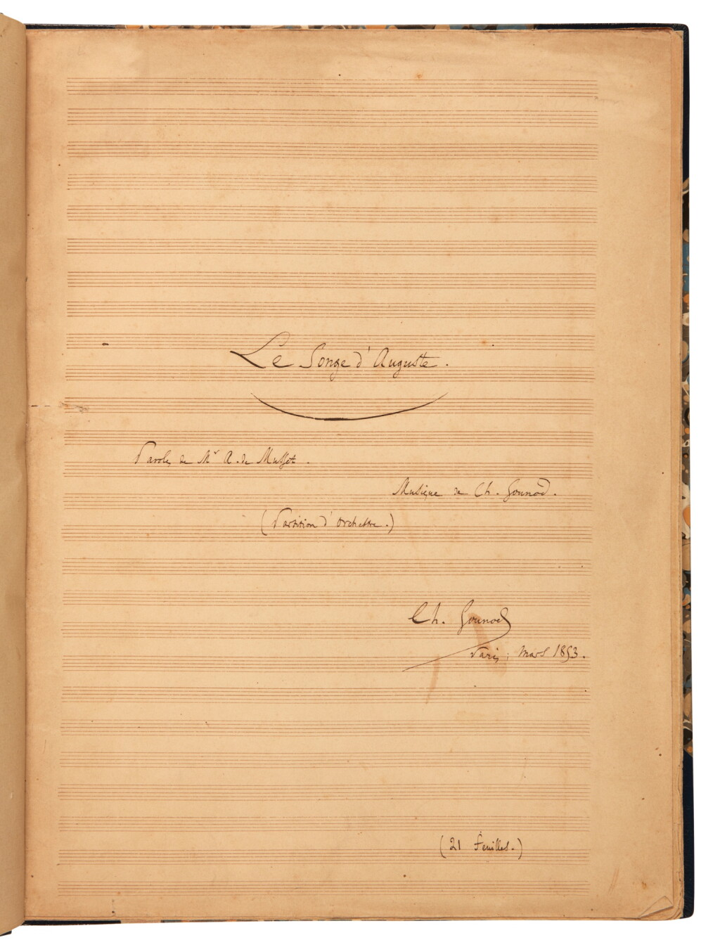 View full screen - View 1 of Lot 150. Charles Gounod | Autograph manuscript full score of the incidental music "Le Songe d'Auguste", 1853, UNPUBLISHED.
