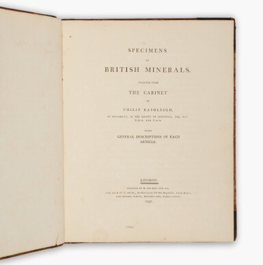 View full screen - View 1 of Lot 179. Rashleigh, Philip | Specimens of British Minerals, presentation copy.