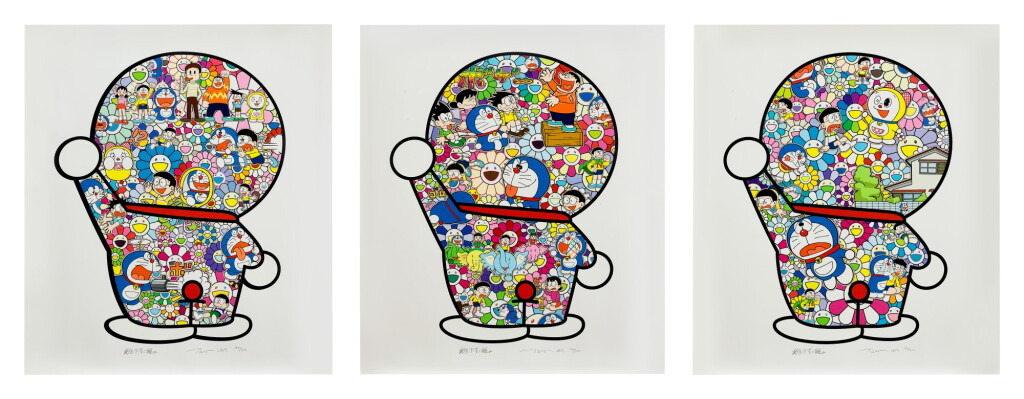 View full screen - View 1 of Lot 92. i. Mr. Fujiko F. Fujio and Doraemon Are in the Field of Flowers / ii. Doraemon's Daily Life/ iii. Doraemon in the Field of Flowers (Three Works) | I. 在花田裡的藤子·F·不二雄老師和哆啦A夢 / II. 哆啦A夢的日常/ III. 花田中的哆啦A夢(三幅作品).