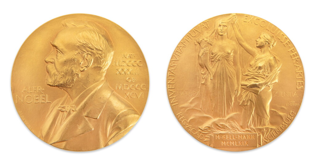 View full screen - View 1 of Lot 81. The 1969 Nobel Prize Medal in Physics Awarded to Murray Gell-Mann, for his work on the theory of Elementary Particles.