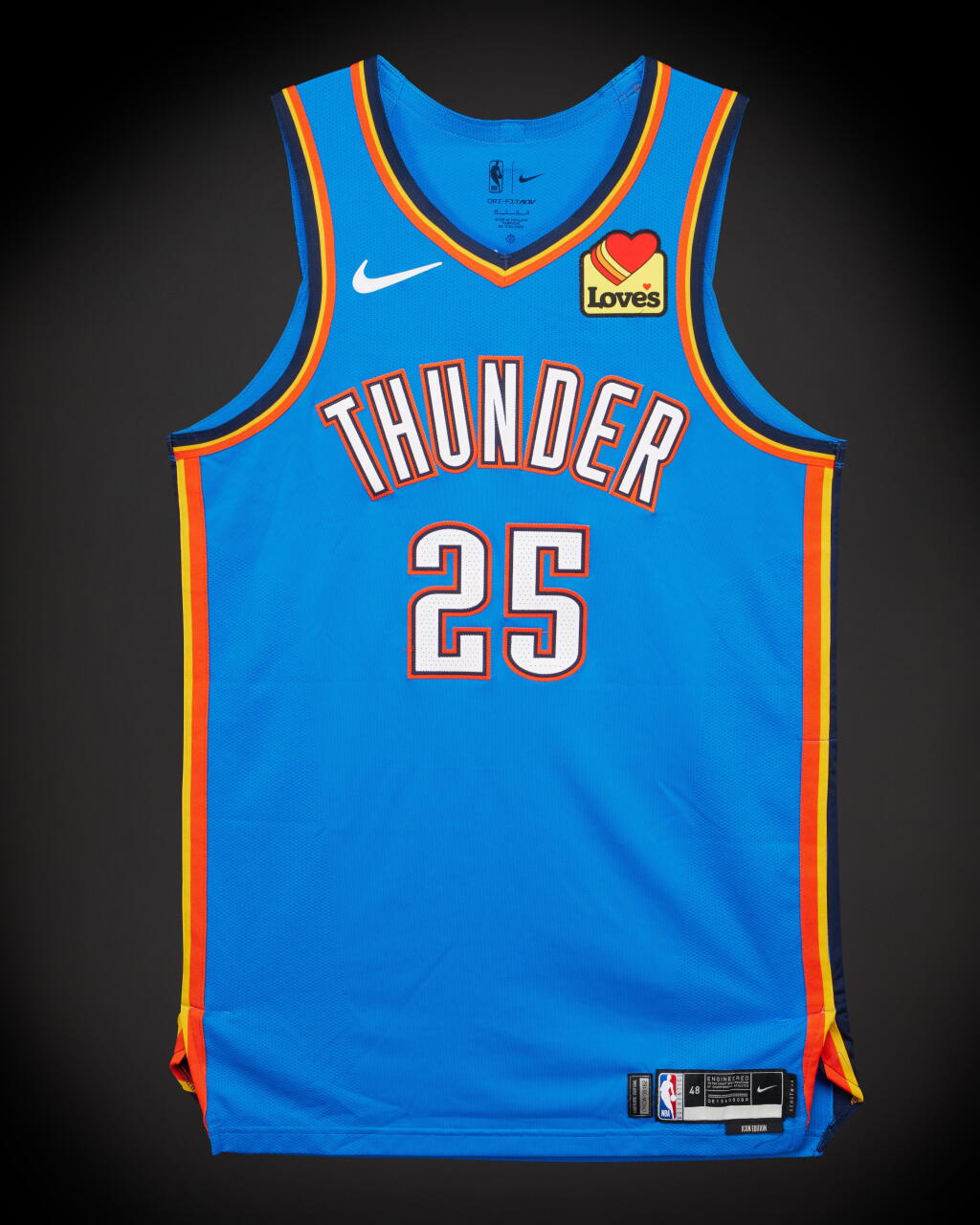 View full screen - View 1 of Lot 25. Ajay Mitchell Oklahoma City Thunder 2026 NBA Playoffs Western Conference Round 1 Game Worn Icon Edition Jersey | Game 1 | Matched to 2 Games.