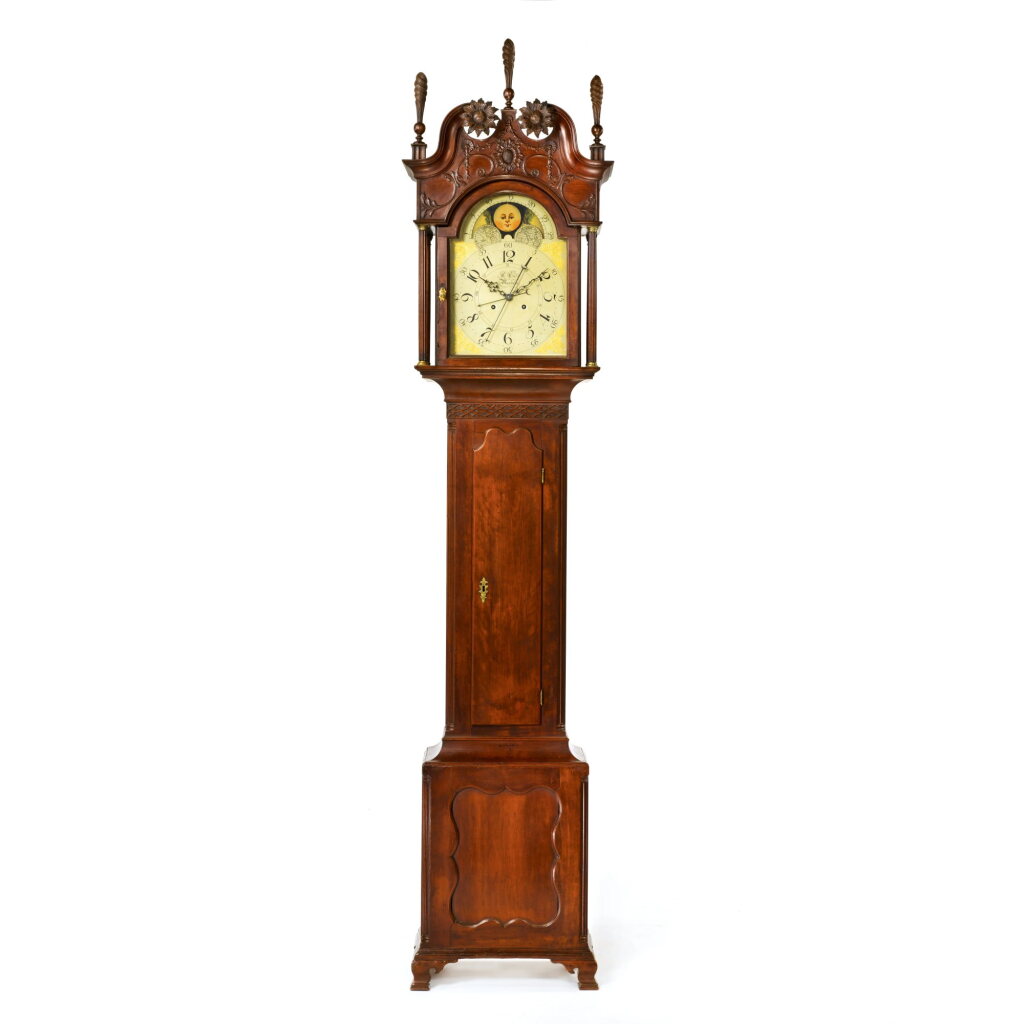 View full screen - View 1 of Lot 46. A Very Rare Chippendale Carved Cherrywood Tall-Case Clock, works by Christian Eby, Manheim, Pennsylvania, Circa 1795-1805.