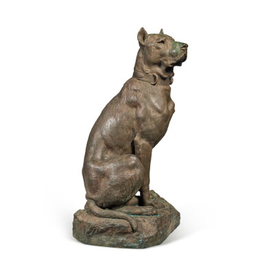 View full screen - View 1 of Lot 592. A Large French Bronze Statue of a Seated Great Dane by François Auguste-Hippolyte Peyrol (1856-1929), Late 19th Century .