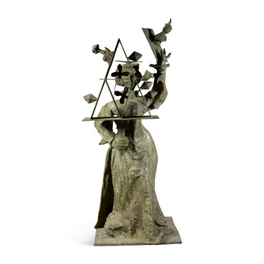 View full screen - View 1 of Lot 18. BERNARD REDER | LADY WITH HOUSE OF CARDS.