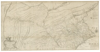 View full screen - View 1 of Lot 2211. Nicholas Scull. Map of the improved Part of the Province of Pennsylvania. Philadelphia: 1759.
