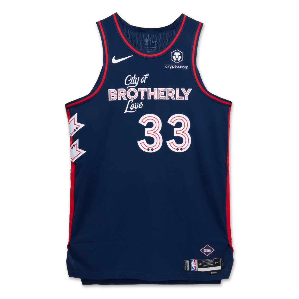 全螢幕檢視 - 查看170Robert Covington Philadelphia 76ers 2023-2024 Game Worn City Edition Jersey 的1