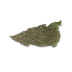 A celadon jade bird-form pendant, Western Zhou dynasty | 西周 玉鳥形飾