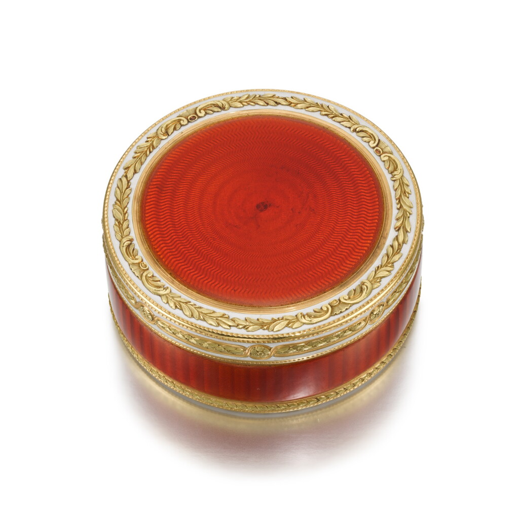 View full screen - View 1 of Lot 52. A large gold and enamel bonbonniere, Charles Le Bastier, Paris, 1774.