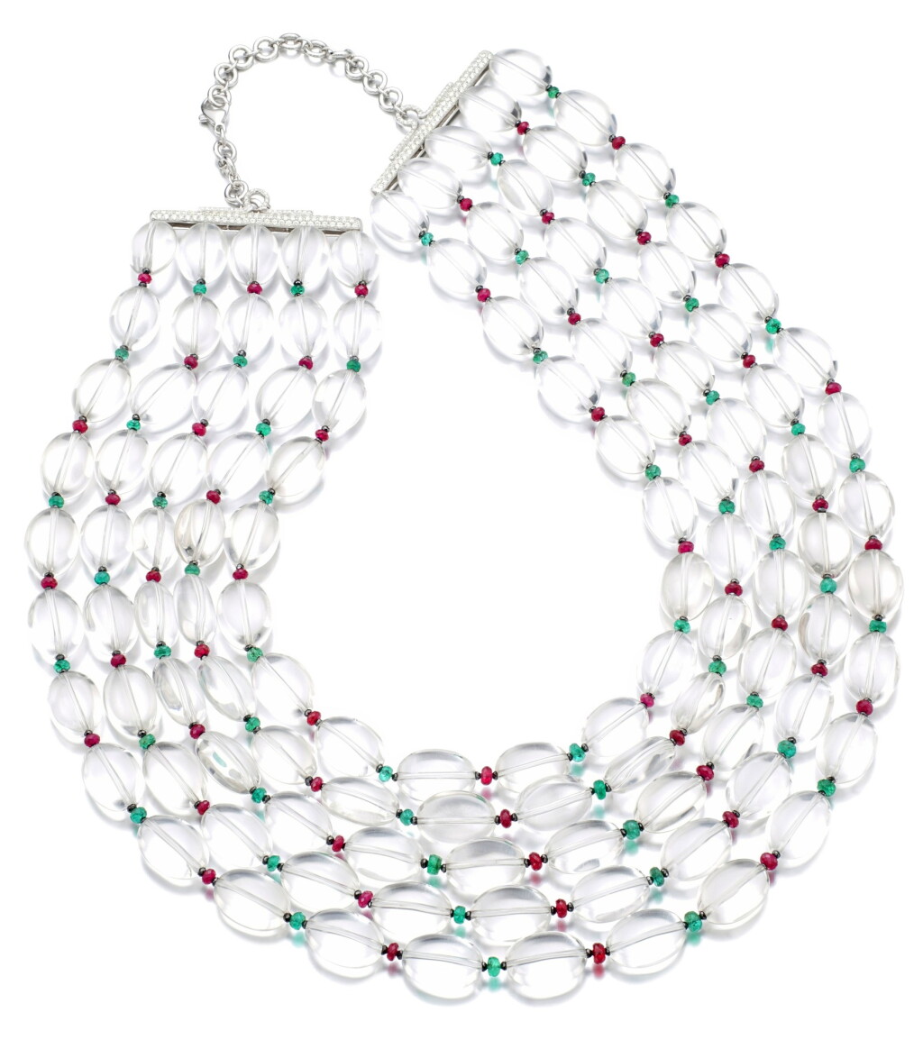 View full screen - View 1 of Lot 8. MICHELE DELLA VALLE | GEM SET AND DIAMOND NECKLACE.