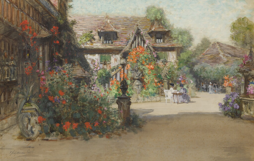 View full screen - View 1 of Lot 29. FRANCIS HOPKINSON SMITH | THE AFTERNOON HOUR — INN OF WILLIAM THE CONQUEROR, DIVES, NORMANDY.