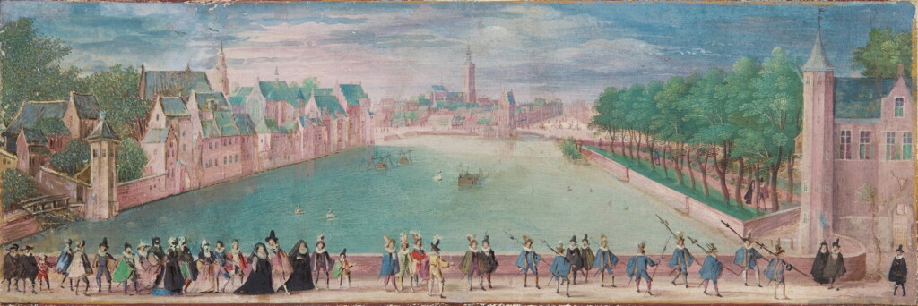 View full screen - View 1 of Lot 2. View of The Hague with Elegant Figures Promenading.