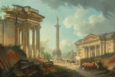 View full screen - View 1 of Lot 1004. A capriccio with the Panthéon | Caprice architectural avec le Panthéon.