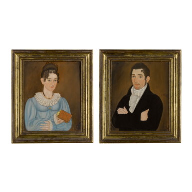 View full screen - View 1 of Lot 1736. ATTRIBUTED TO MICAH WILLIAMS | PAIR OF PORTRAITS: JOHN BLACKWELL AND MARY CAFFERTY BLACKWELL.