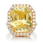 Yellow sapphire and diamond ring