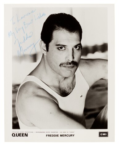 View full screen - View 1 of Lot 2179. Freddie Mercury | Inscribed photograph, 1984.