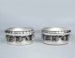 A Pair of Danish Silver Grapevine Pattern Wine Coasters, No. 229, Georg Jensen Silversmithy, Copenhagen, 1992 and 1994