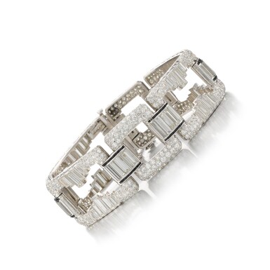 View full screen - View 1 of Lot 112. Diamond and onyx bracelet, circa 1920.